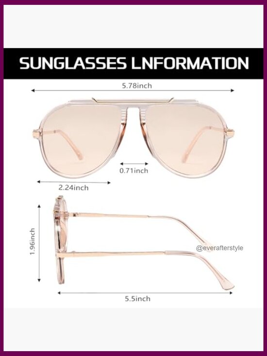 Oversized Aviator Sunglasses Gold Metal Tangle Free Retro main image 6